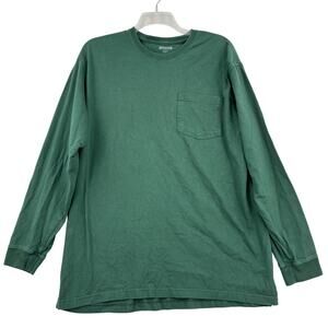 Duluth Trading Co Longtail Tee Shirt Mens Size L Green Relaxed Fit Long Sleeve